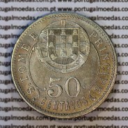 50 Centavos 1929 alpaca de São Tomé e Príncipe Ex-colónia Portuguesa, (MBC+), World Coins Saint Thomas & Prince Island KM 1 a