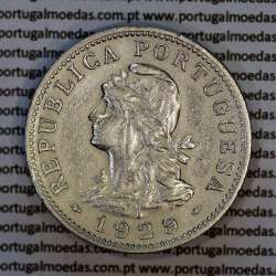 Nickel brass coin, 50 centavos 1929 of Saint Thomas & Prince, former Portuguese colony, (VF+), World Coins KM 1 f