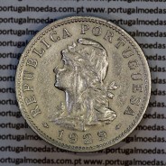 Nickel brass coin, 50 centavos 1929 of Saint Thomas & Prince, former Portuguese colony, (VF+), World Coins KM 1 f
