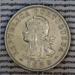 Nickel brass coin, 50 centavos 1929 of Saint Thomas & Prince, former Portuguese colony, (VF+), World Coins KM 1 f