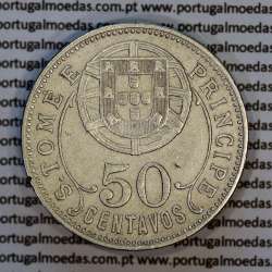 50 Centavos 1929 alpaca de São Tomé e Príncipe Ex-colónia Portuguesa, (MBC+), World Coins Saint Thomas & Prince Island KM 1 d