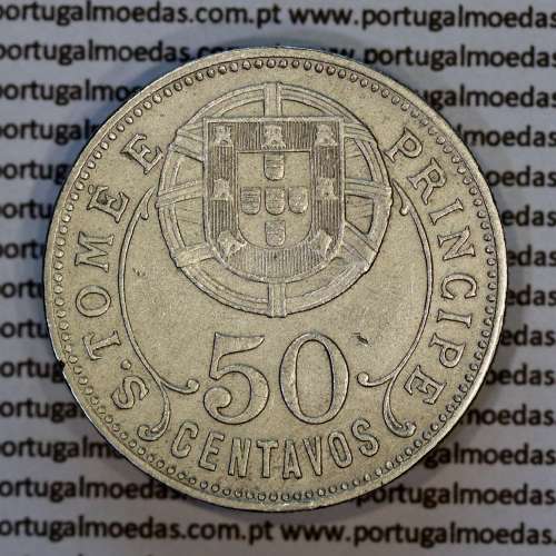 50 Centavos 1929 alpaca de São Tomé e Príncipe Ex-colónia Portuguesa, (MBC+), World Coins Saint Thomas & Prince Island KM 1 d