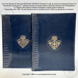 Livro das Moedas de Portugal MCMLXIX–MCMLXX, J. Ferraro Vaz, Volume I + Volume II, encadernado com película PVC. 01