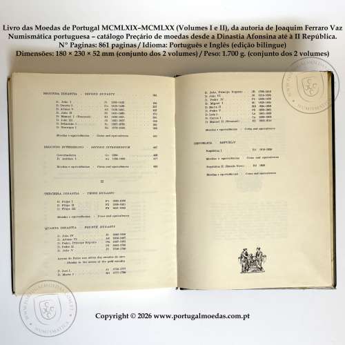 The Coins of Portugal MCMLXIX–MCMLXX, J. Ferraro Vaz, Volume I & II, PVC-covered hardcover edition. 04