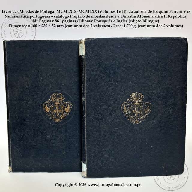Livro das Moedas de Portugal MCMLXIX–MCMLXX, (1969–1970), Volume I + Volume II, da autoria de Joaquim Ferraro Vaz 01