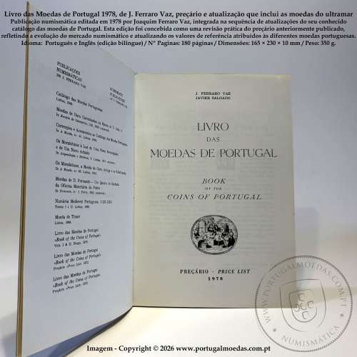 Livro das Moedas de Portugal 1978, de J. Ferraro Vaz, preçário e atualização que inclui as colónias portuguesas 3