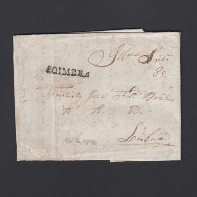 Carta Pré-Filatélica circulada de Coimbra para Lisboa datada de 10-06-1830