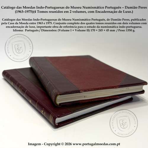 Catalogue of Indo-Portuguese Coins – Damião Peres (Portuguese Mint, 1963–1975) – Four Volumes in Two Luxury Bindings 2