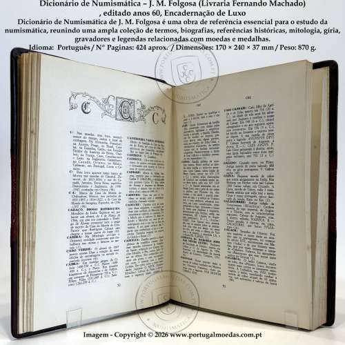 Dicionário de Numismática – J. M. Folgosa (Livraria Fernando Machado), editado anos 60, Encadernação de Luxo 2