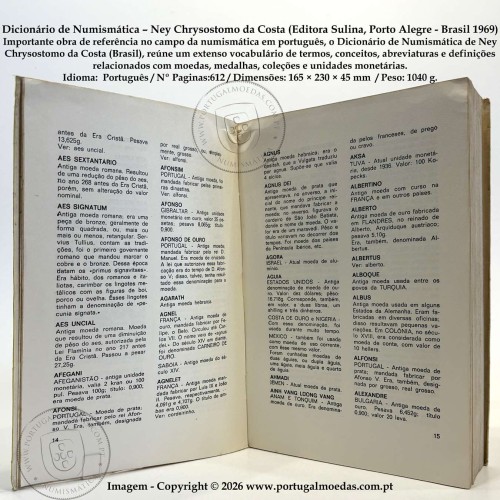 Dicionário de Numismática – Ney Chrysostomo da Costa (Editora Sulina, Porto Alegre - Brasil 1969) c