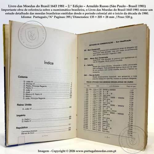 Livro das Moedas do Brasil 1643‑1981 – 2.ª Edição – Arnaldo Russo (São Paulo - Brasil 1981) b