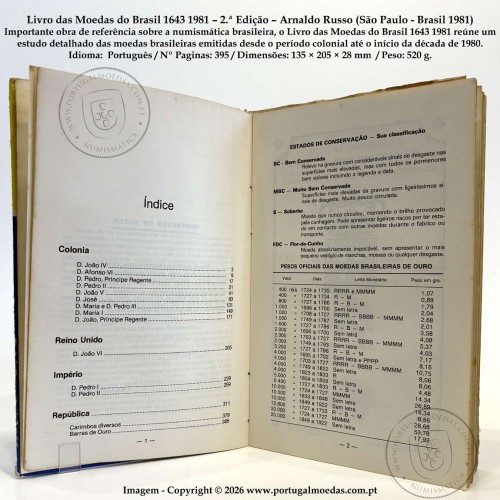 Book of Brazilian Coins 1643‑1981 – 2nd Edition – Arnaldo Russo (São Paulo,  Brazil 1981) b