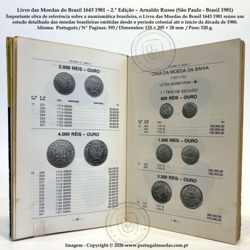 Livro das Moedas do Brasil 1643‑1981 – 2.ª Edição – Arnaldo Russo (São Paulo - Brasil 1981) c