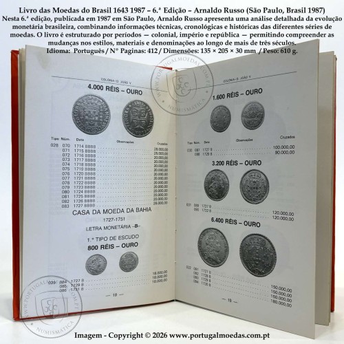 Livro das Moedas do Brasil 1643‑1987 – 6.ª Edição – Arnaldo Russo (São Paulo, Brasil 1987) c