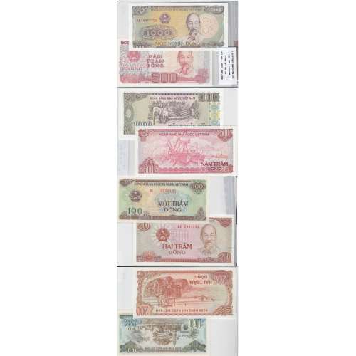 VIETNAME - LOTE DE 4 NOTAS DIFERENTES - SERIE 1987-1988 (NÃO CIRCULADAS)