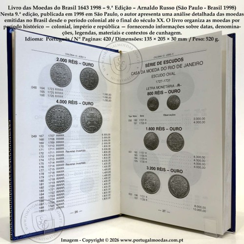 Livro das Moedas do Brasil 1643‑1998 – 9.ª Edição – Arnaldo Russo (São Paulo - Brasil 1998) e