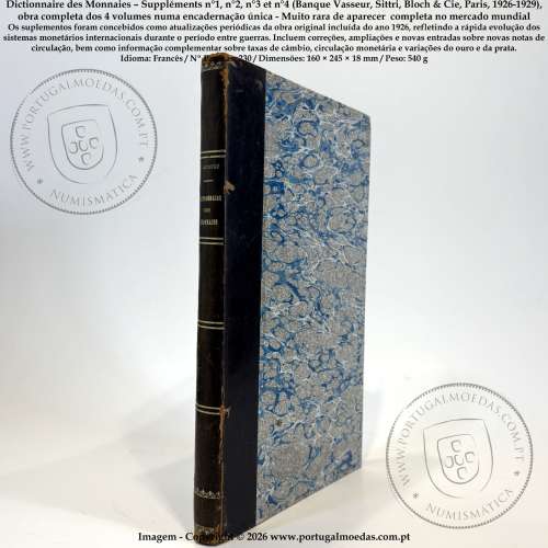 Dictionnaire des Monnaies – Obra completa, n°1 a n°4 (Banque Vasseur, Paris, 1926-1929), encadernados, Muito Raro1