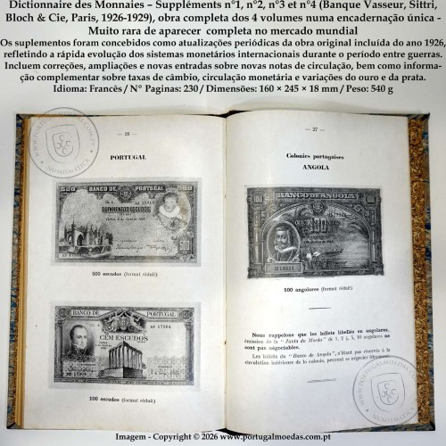 Dictionnaire des Monnaies – Obra completa, n°1 a n°4 (Banque Vasseur, Paris, 1926-1929), encadernados, Muito Raro4
