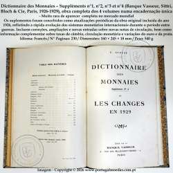 Dictionnaire des Monnaies – Obra completa, n°1 a n°4 (Banque Vasseur, Paris, 1926-1929), encadernados, Muito Raro6