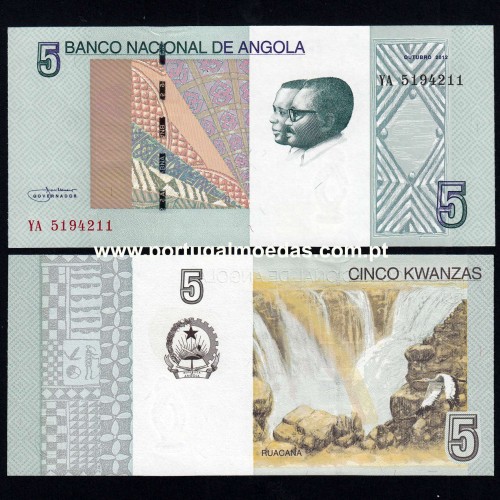 Angola - Nota de 5 (Cinco) Kwanzas 2012 (Não circulada) - Pick 151a