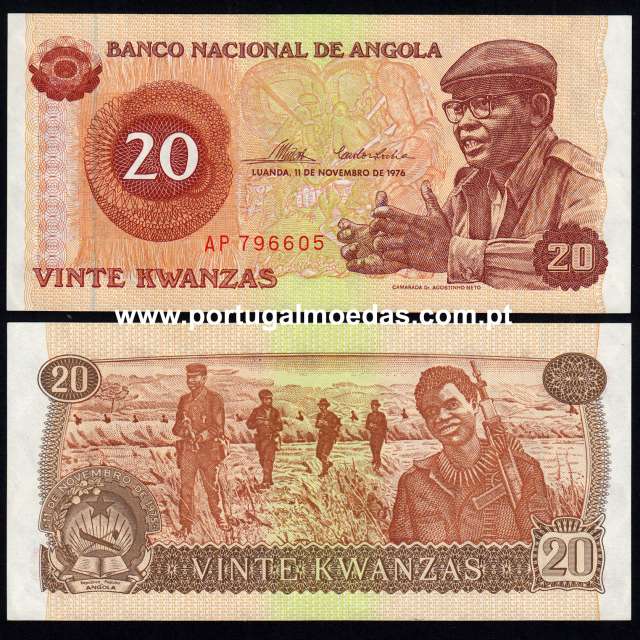 Angola – 20 Kwanzas banknote, 1976 (almost uncirculated) – Pick 109