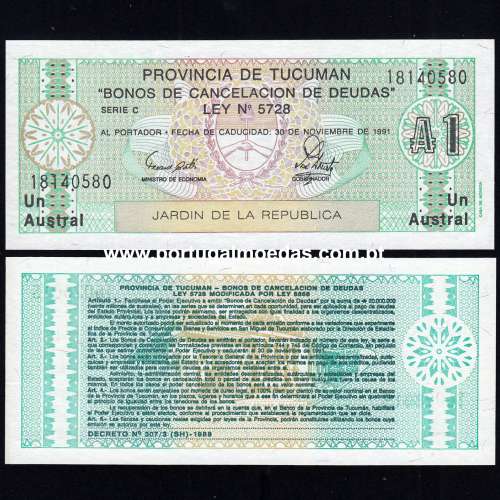 Argentina 1 Austral 1988 Banknote – Pick S2711 – Uncirculated