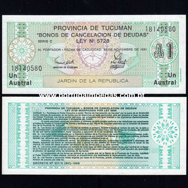 Argentina 1 Austral 1988 Banknote – Pick S2711 – Uncirculated