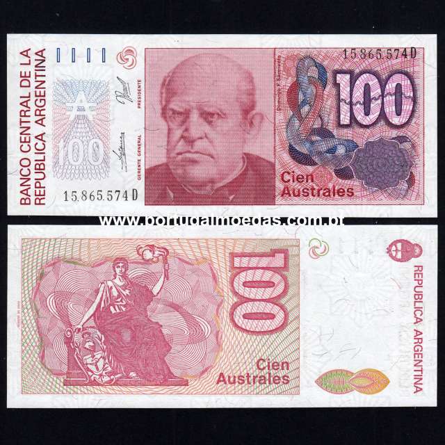 Argentina 100 Australes 1989–1990 Banknote – Pick 327 – Uncirculated