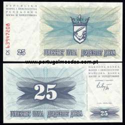 Bosnia and Herzegovina - Nota 25 Dinara 1992 (Não circulada) - Pick 11a