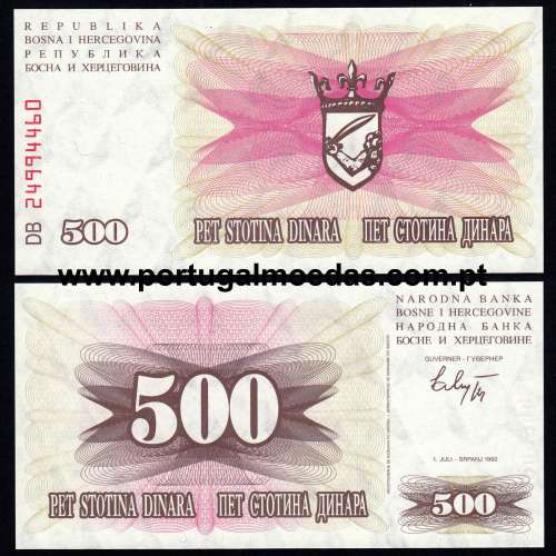 Bosnia and Herzegovina - Nota 500 Dinara 1992 (Não circulada) - Pick 14