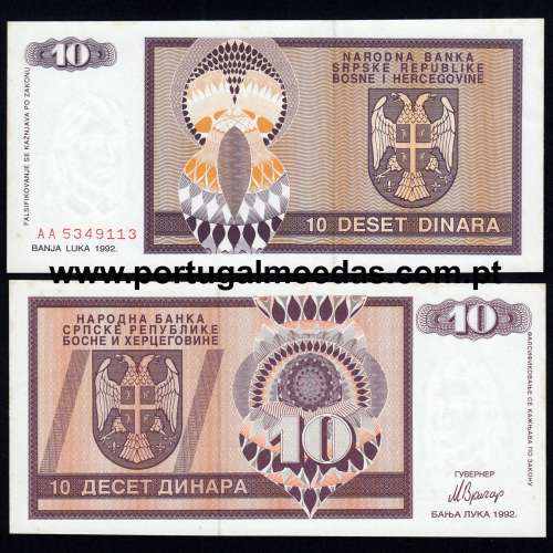 Bosnia and Herzegovina - Banknote 10 dinara 1992 (Uncirculated) - Pick 133