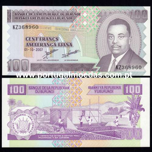 Burundi – 100 Francs Banknote, 2007 (Uncirculated) – Pick 37