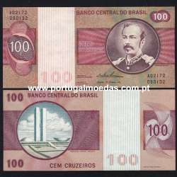 Brazil – 100 Cruzeiros Banknote, 1974 (Uncirculated w/ damp stains) – Pick 195