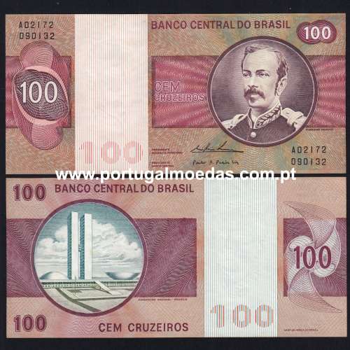 Brazil – 100 Cruzeiros Banknote, 1974 (Uncirculated w/ damp stains) – Pick 195