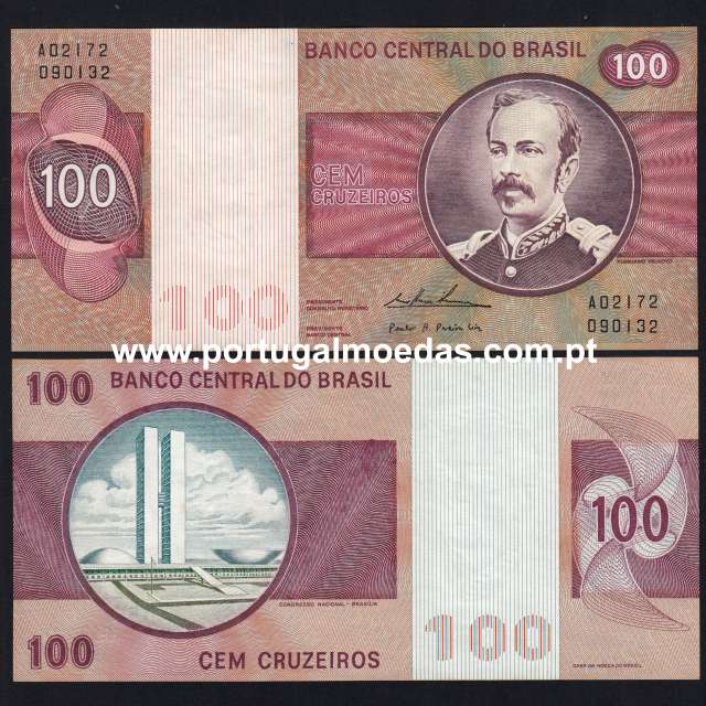 Brasil - Nota de 100 (Cem) Cruzeiros 1974 (Não circulada c/ manchas de humidade) - Pick 195