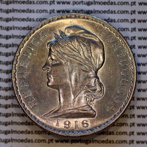 Portugal, silver coin of 1 Escudo 1916, 1$00 silver escudo 1916 Portuguese Republic, (AU/UNC), World Coins Portugal KM 564