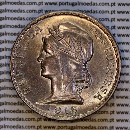 Portugal, silver coin of 1 Escudo 1916, 1$00 silver escudo 1916 Portuguese Republic, (AU/UNC), World Coins Portugal KM 564