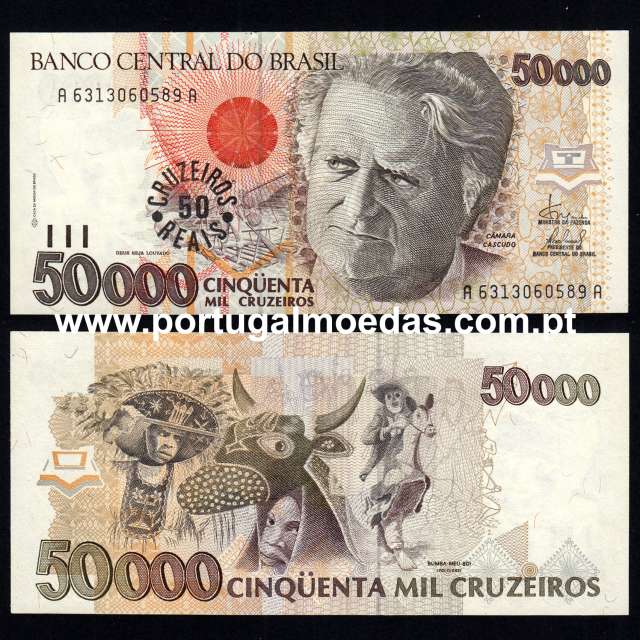 Brasil - Nota de 50 Cruzeiros Reais em 50000 Cruzeiros 1993 (Não circulada) - Pick 237