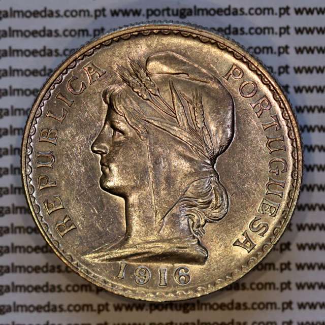 Portugal, silver coin of 1 Escudo 1916, 1$00 silver escudo 1916 Portuguese Republic, (XF/AU), World Coins Portugal KM 564 a