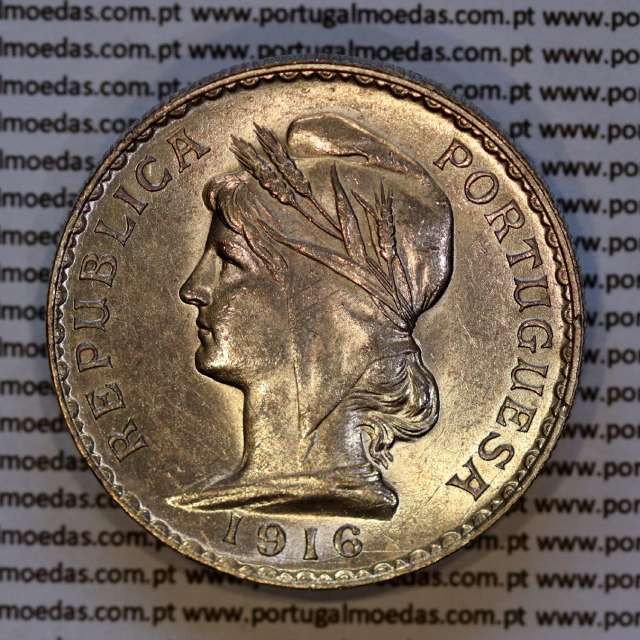 1 Escudo 1916 prata da Republica Portuguesa, (Bela), A. Gomes R.23.02, World Coins Portugal KM 564