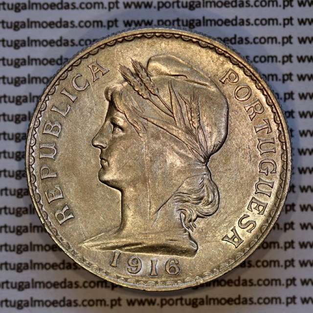 Portugal, silver coin of 1 Escudo 1916 of  Portuguese Republic, (XF+), World Coins Portugal KM 564, Alberto Gomes R. 23.02