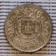 1 Escudo 1915 prata - Republica Portuguesa, (MBC), Alberto Gomes  R.23.01, World Coins Portugal KM 564