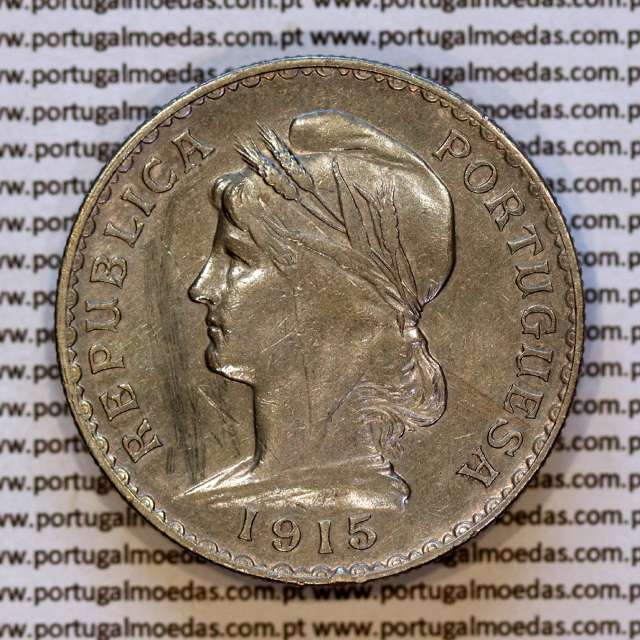 1 Escudo 1915 prata da Republica Portuguesa (1$00 escudo prata 1915), (MBC), A. Gomes R.23.01, World Coins Portugal KM564