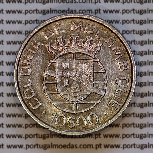 Moçambique, 10 Escudos 1938 Prata, (10$00 escudos 1938) Ex-Colónia de Portugal, (MBC+), World Coins Mozambique KM 70 a