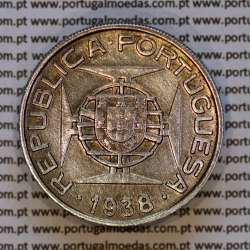 Moçambique, 10 Escudos 1938 Prata, (10$00 escudos 1938) Ex-Colónia de Portugal, (MBC+), World Coins Mozambique KM 70 b