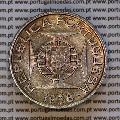 Moçambique, 10 Escudos 1938 Prata, (10$00 escudos 1938) Ex-Colónia de Portugal, (MBC+), World Coins Mozambique KM 70 b
