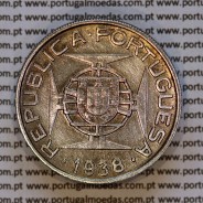 Moçambique, 10 Escudos 1938 Prata, (10$00 escudos 1938) Ex-Colónia de Portugal, (MBC+), World Coins Mozambique KM 70 b