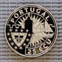 25 ECU 1994 D. Manuel I, Europa e os Novos Mundos, 25 ECU 1994 Prata PROOF, Unusual World Coins Portugal X34