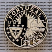 25 ECU 1994 D. Manuel I, Europa e os Novos Mundos, 25 ECU 1994 Prata PROOF, Unusual World Coins Portugal X34