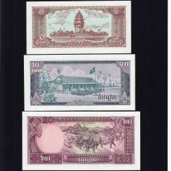 Cambodja - Lote 3 Notas Diferentes 1979 (Não Circuladas) - Pick 29, 30, 31